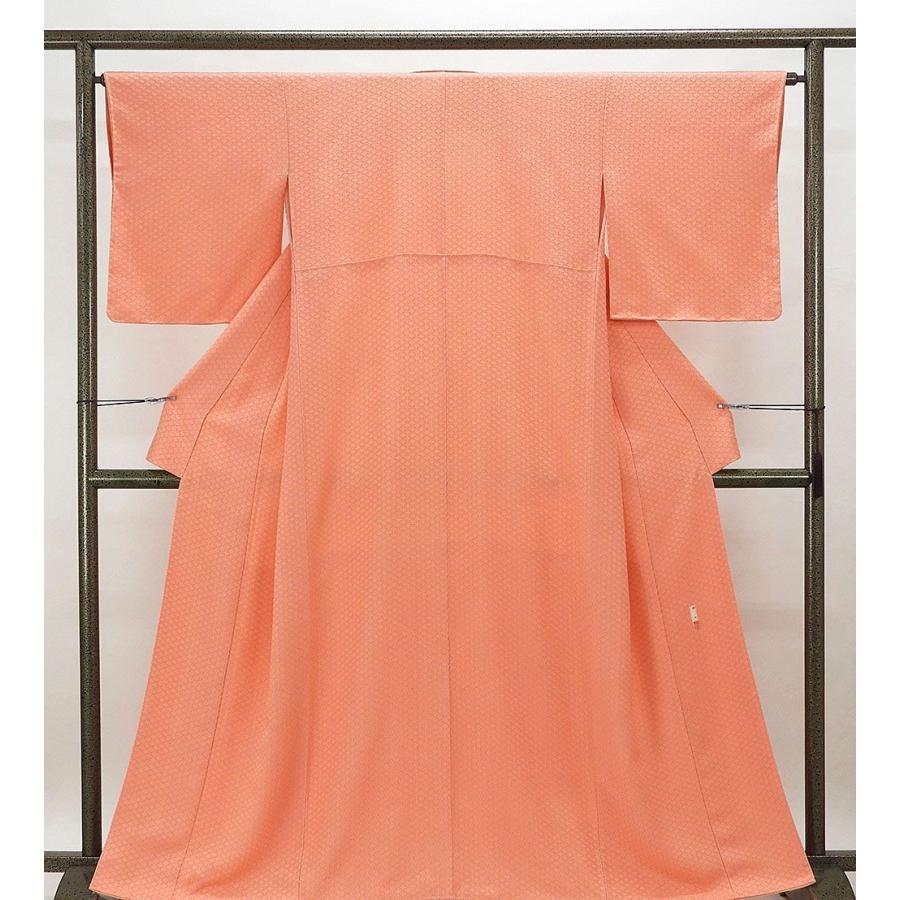 色無地 未着用美品 正絹 紅桜 コーラルピンク色 身丈161cm 裄丈64.5cm
