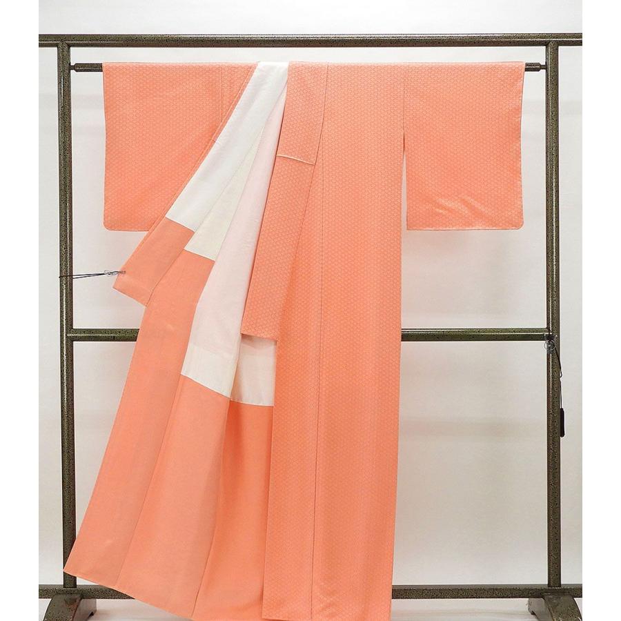 色無地 未着用美品 正絹 紅桜 コーラルピンク色 身丈161cm 裄丈64.5cm