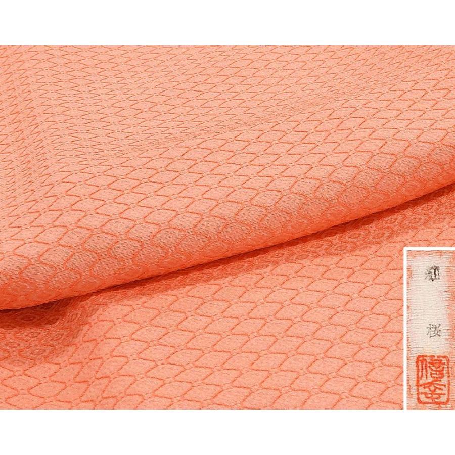 色無地 未着用美品 正絹 紅桜 コーラルピンク色 身丈161cm 裄丈64.5cm 