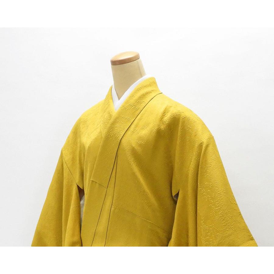 色無地 正絹 加賀友禅 梶山伸作 身丈164.5cm 裄丈67.5cm 木瓜 良品