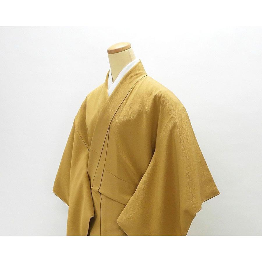 色無地 未着用美品 正絹 辛子色 身丈158cm 裄丈63.5cm 鬱金染 五三の桐