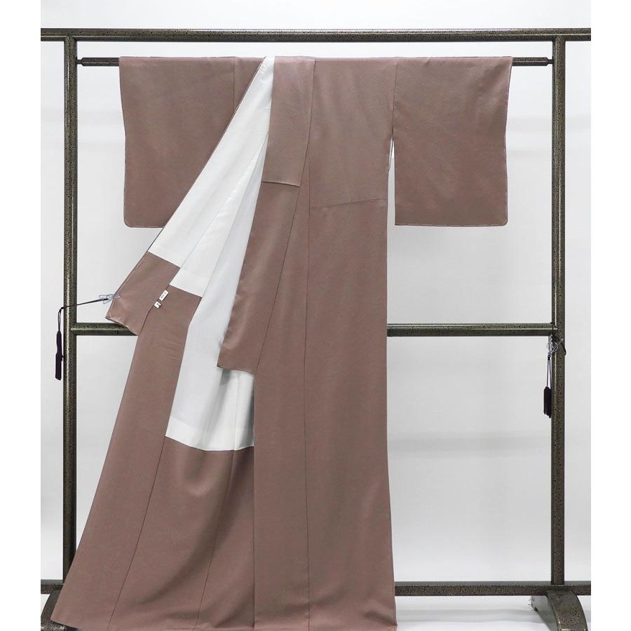 色無地 未使用 正絹 鳩羽鼠 身丈169cm 裄丈64.5cm 梅鉢 未着用 美品