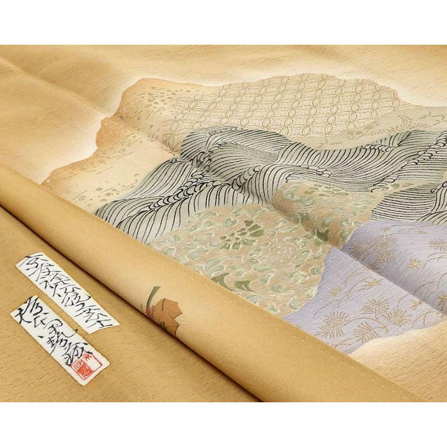 訪問着 正絹 京友禅摺り染 樽本伊勢蔵作 身丈152cm 裄丈63.5cm 付下訪問着 リサイクル 着物 b0186 訪問着 正絹 京友禅摺り染 樽本伊勢蔵作 身丈152cm 裄丈63.5cm 付下