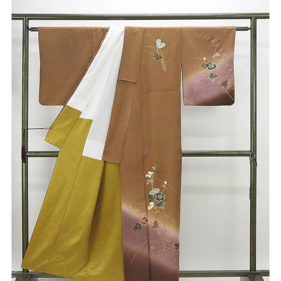 訪問着 正絹 友禅作家 千地泰弘作 身丈157cm 裄丈63.5cm リサイクル