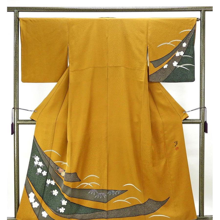 訪問着 正絹 大久保玄才 そめのざ玄才作 身丈163cm 裄丈67cm 良品 中古 リサイクル 着物 b4156 きもの翔鶴] 訪問着 正絹 大久保玄才 そめのざ玄才作 身丈163cm 裄丈