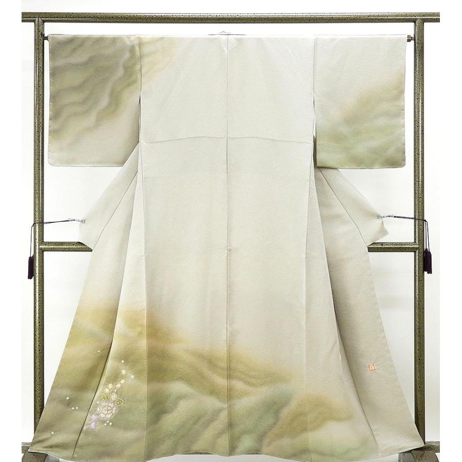 久保田一竹 一竹工房 落款入 訪問着 一つ紋 抜き紋 金通し ぼかし染 正絹