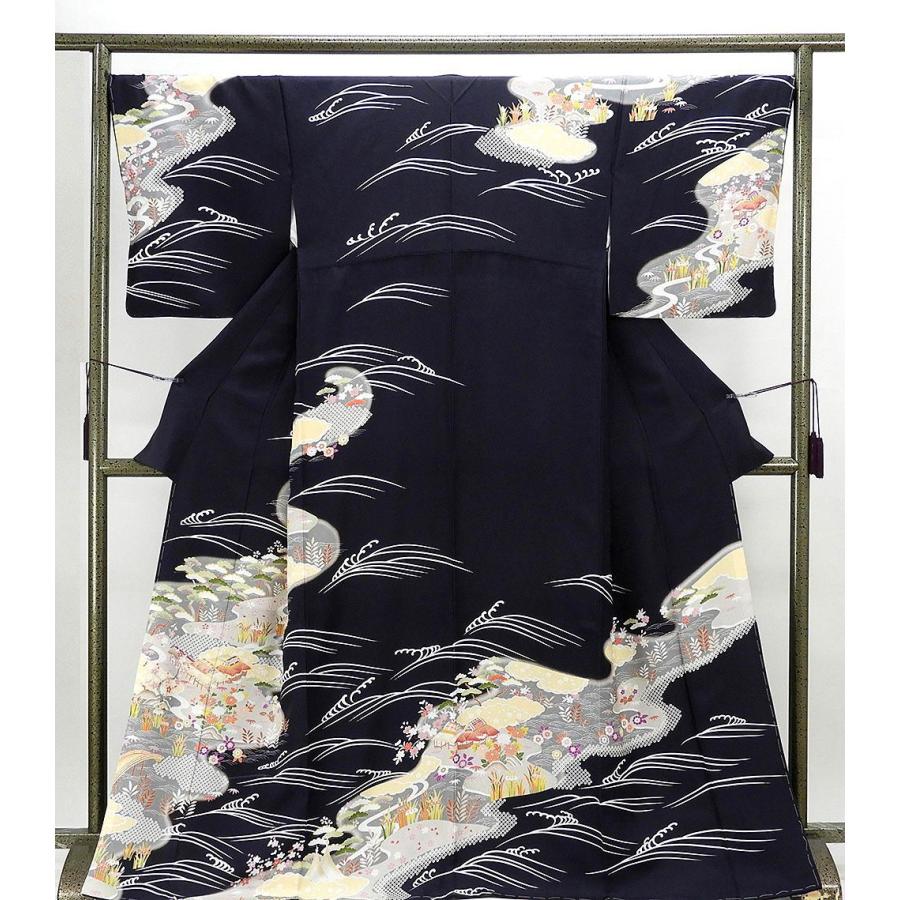 訪問着 新品仕立済 正絹 家屋四季花立浪模様 訪問着 小難あり 身丈166.5cm 裄丈67.5cm 新品 仕立て上がり 着物 訪問着 新品仕立済 正絹 家屋四季花立浪模様 小難あり 身丈166.5cm 裄