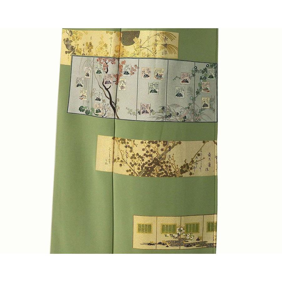 訪問着 正絹 松尾光琳作 三十六歌仙図屏風模様 身丈158cm 裄丈65.5cm