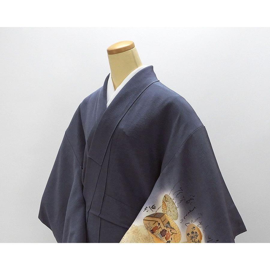 訪問着 未使用 正絹 京友禅摺り染 樽本伊勢蔵作 青藤 身丈161.5cm 裄丈