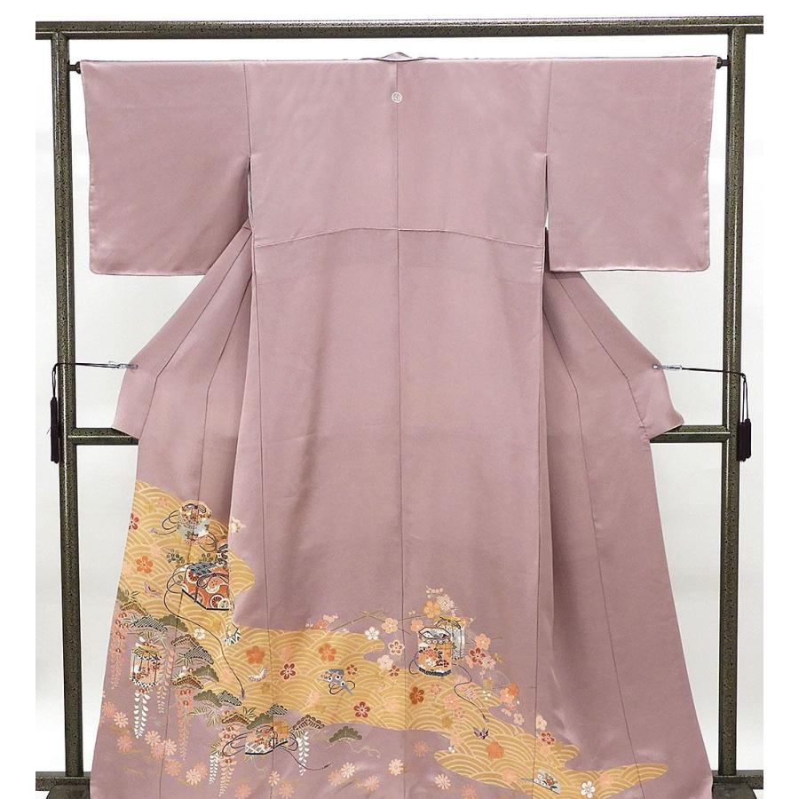 色留袖 未使用 正絹 身丈161cm 裄丈65.5cm 丸に五三の桐 未着用