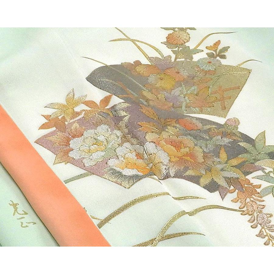 訪問着 正絹 金彩友禅 和田光正作 身丈159.5cm 裄丈62cm 付下げ