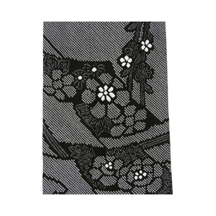 総絞り 訪問着 黒 絞り 枝垂れ桜　 裄65 裄長】訪問着 袷 しだれ桜に扇 観世水文織出し 絞り 金彩 刺繍 黒 丈