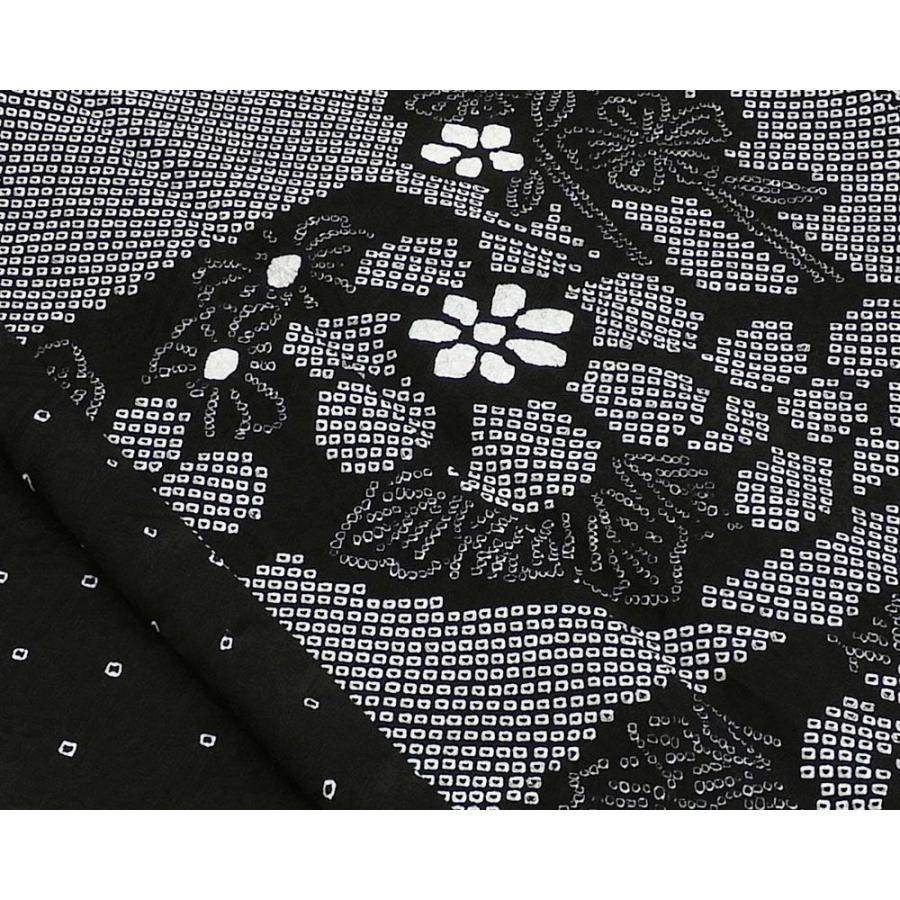 総絞り 訪問着 黒 絞り 枝垂れ桜　 裄65 裄長】訪問着 袷 しだれ桜に扇 観世水文織出し 絞り 金彩 刺繍 黒 丈