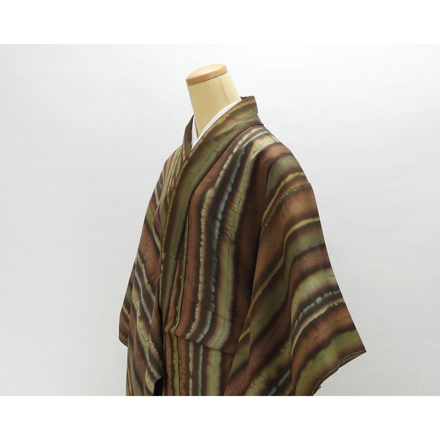 小紋 未着用 正絹 幾何縞ぼかし模様 身丈160cm 裄丈64.5cm 未使用 着物