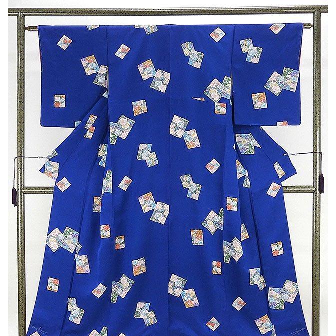小紋 正絹 四季花模様 リサイクル 中古 着物 カジュアル c0349