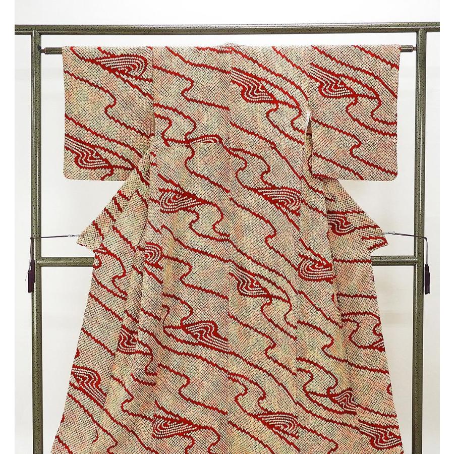 小紋 正絹 流水模様 身丈155.5cm 裄丈62.5cm 小紋 良品 リサイクル 着物 小紋 正絹 流水模様 身丈155.5cm 裄丈62.5cm 良品 リサイクル 中古