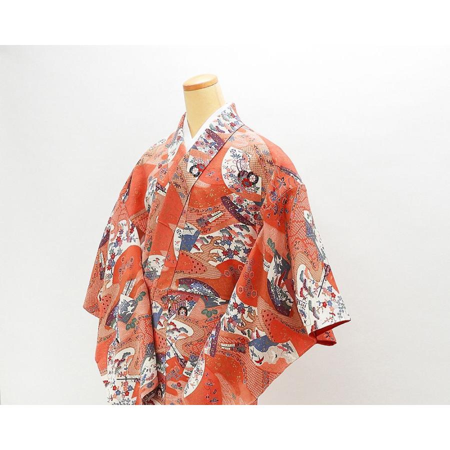30％OFFクーポン 小紋 正絹 扇面四季花御所車模様 身丈168.5cm 裄丈