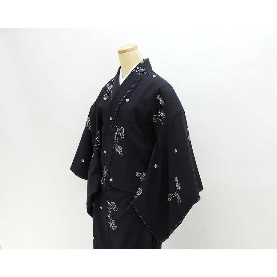 小紋 新品仕立済 正絹 瓢箪撫子模様 身丈164.5cm 裄丈68cm 新品 仕立て