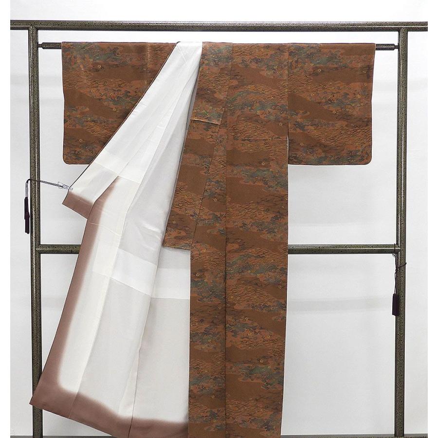 小紋 正絹 二代目南部幸雄作 霞茶屋辻模様 身丈152cm 裄丈62.5cm 良品