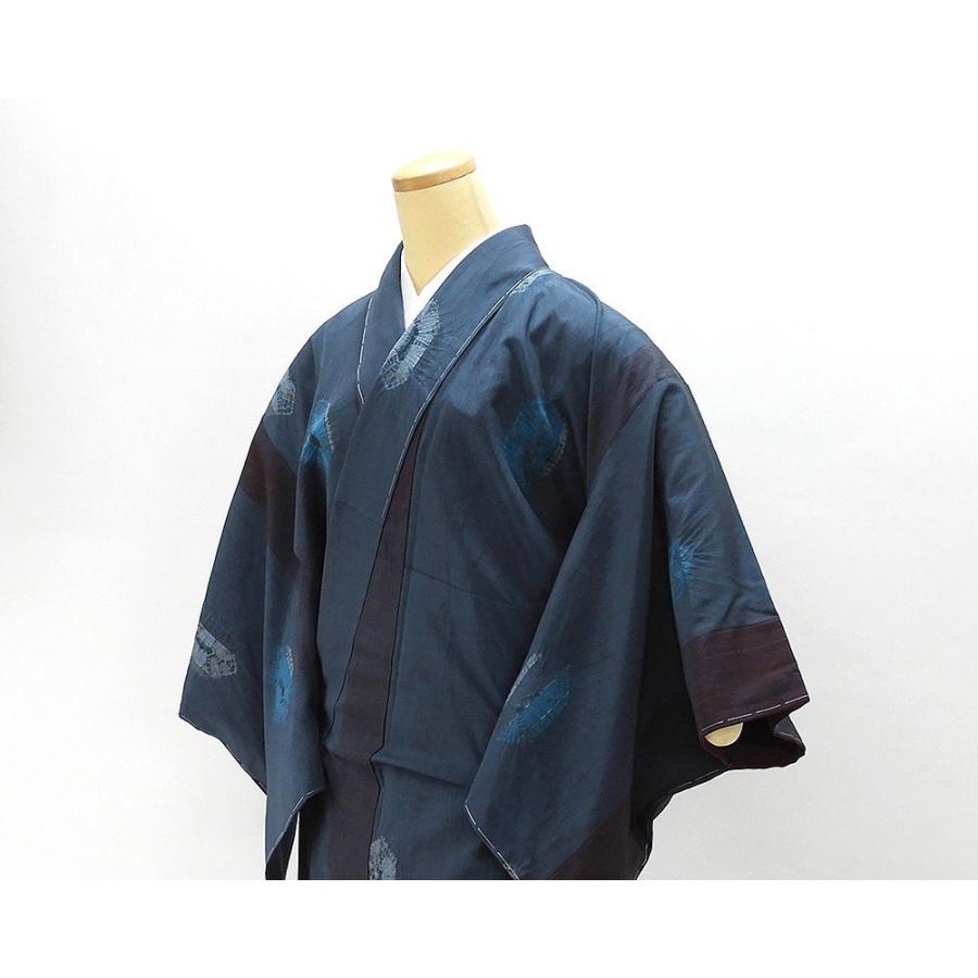 紬 未着用美品 正絹 悠遠 幾何模様 身丈163cm 裄丈65.5cm 未使用 新古