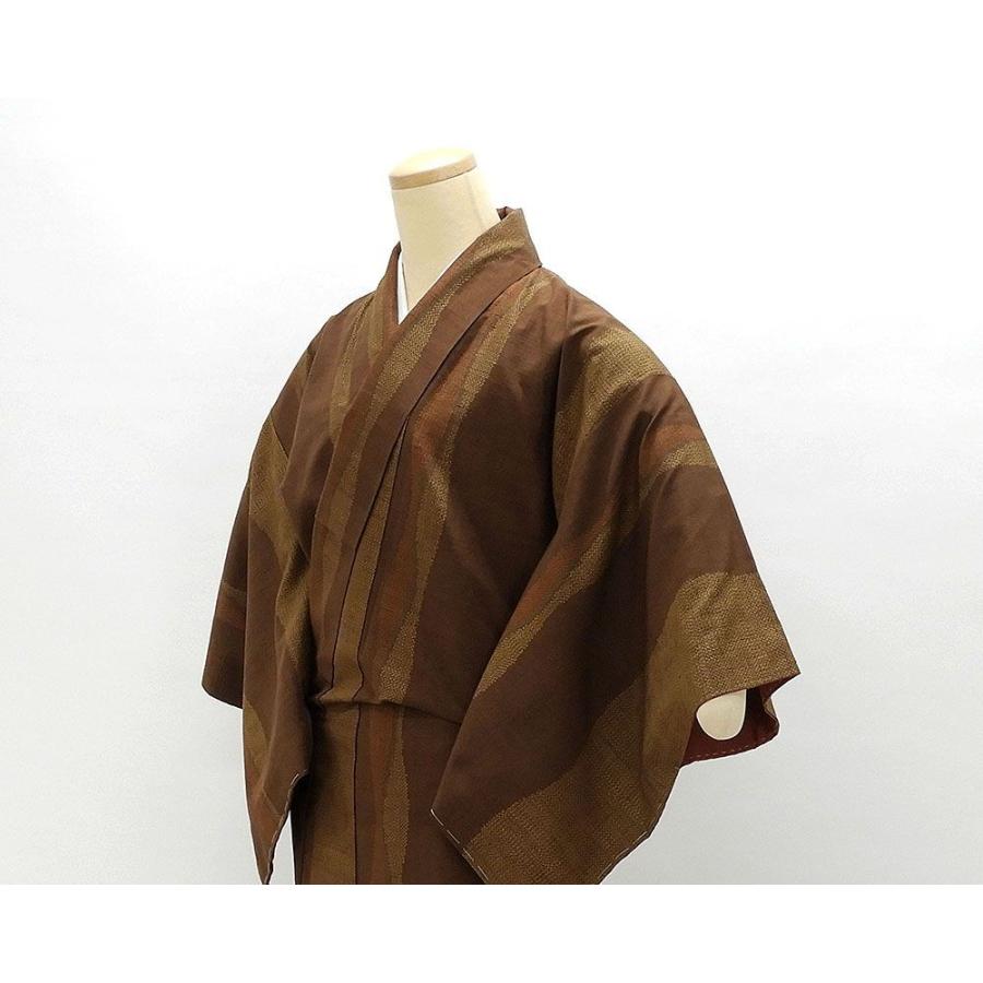 紬 未着用美品 正絹 草木染 幾何縞模様 身丈159cm 裄丈63.5cm 野々花紬 未使用 新古品 着物 紬 未着用美品 正絹 草木染 幾何縞模様 身丈159cm 裄丈63.5cm 野々花紬