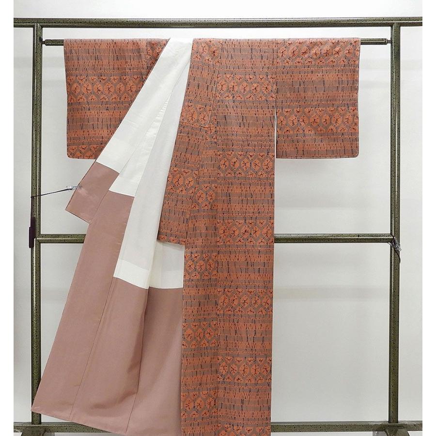 紬 未着用美品 正絹 絞り染師 清鈴 身丈156.5cm 裄丈62cm 加賀白山紬 