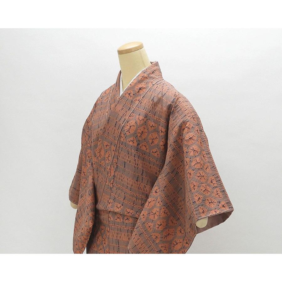 紬 未着用美品 正絹 絞り染師 清鈴 身丈156.5cm 裄丈62cm 加賀白山紬