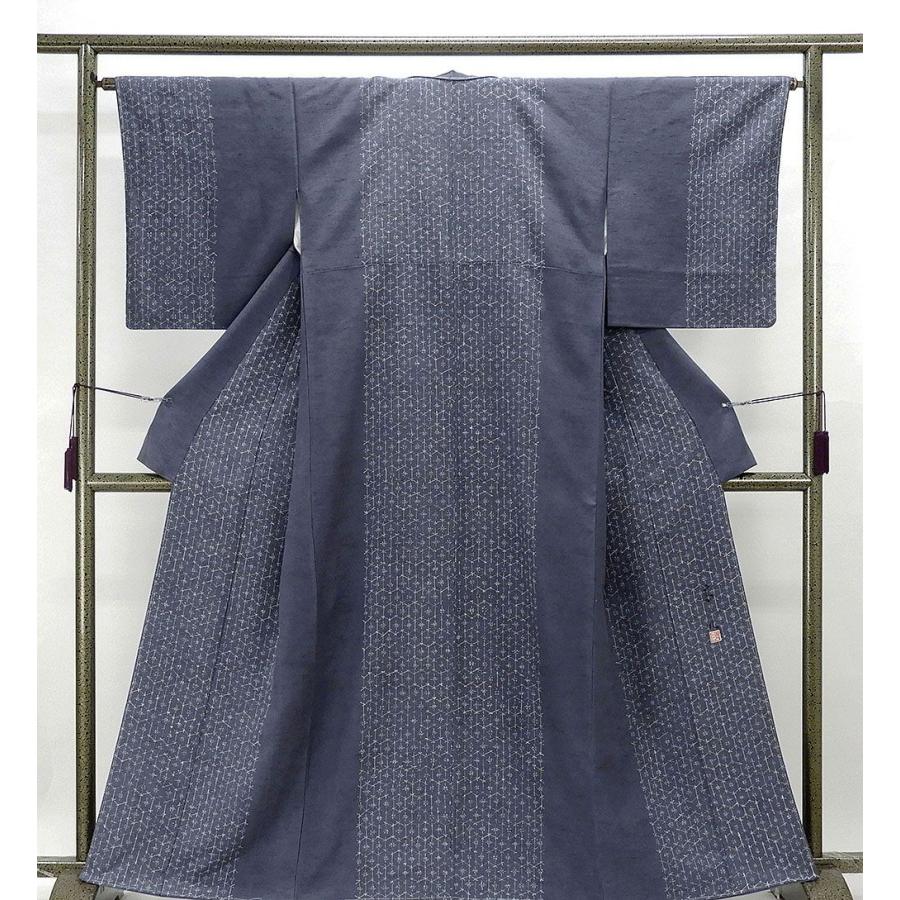 紬 未着用美品 正絹 染色作家 浅井青仁作 身丈160.5cm 裄丈64cm 紬 未 