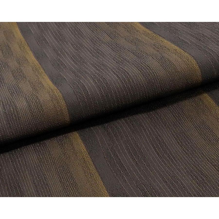 紬 未着用超美品 正絹 本しぼ柿渋染め 縦縞模様 身丈161.5cm 裄丈64.5 