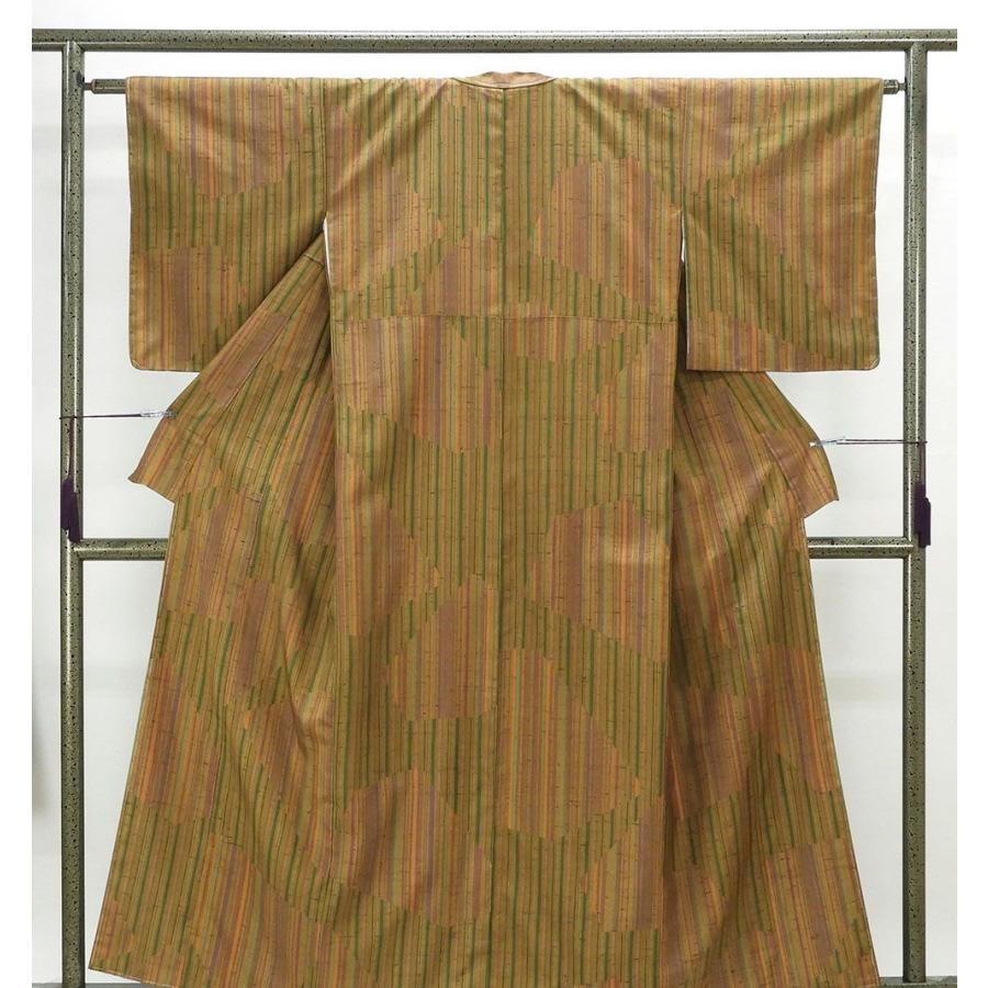 紬 未着用美品 正絹 裂取縞模様 身丈157.5cm 裄丈62.5cm 未使用 新古品