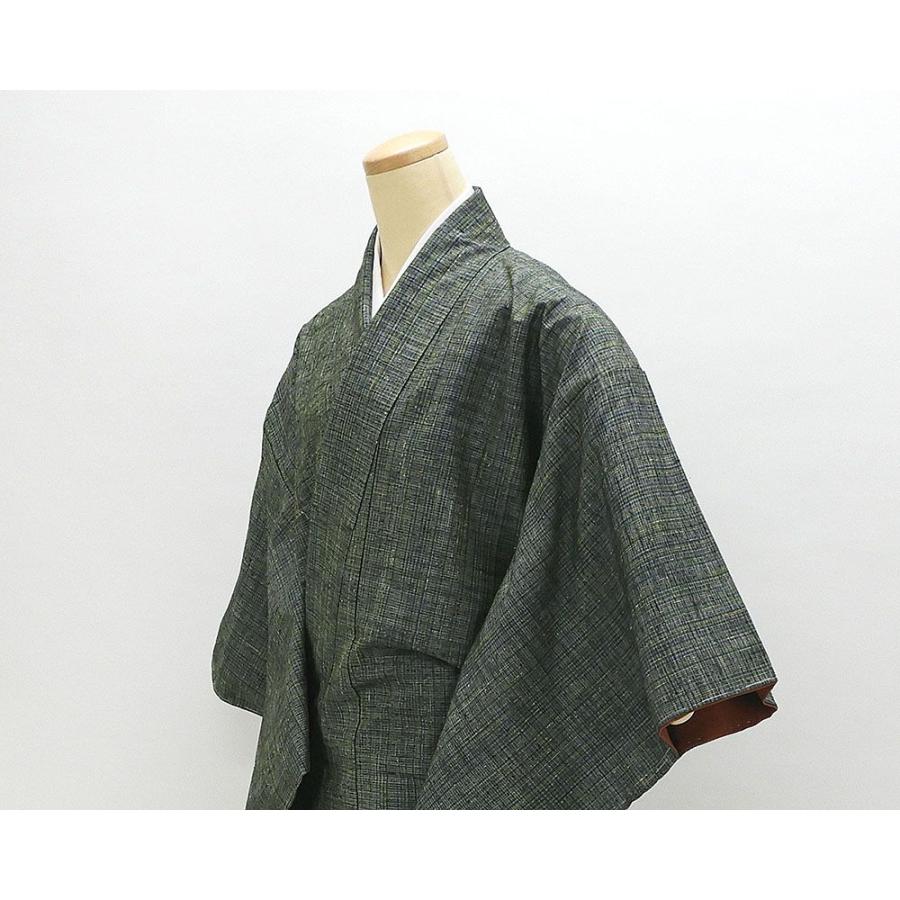 紬 未着用美品 正絹 縦縞絣模様 身丈159cm 裄丈64.5cm 塩沢紬 未使用