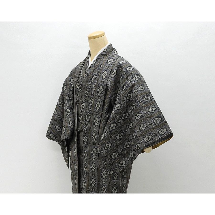 紬 正絹 花菱模様 身丈150.5cm 裄丈62.5cm 紬AS 羽織 リサイクル