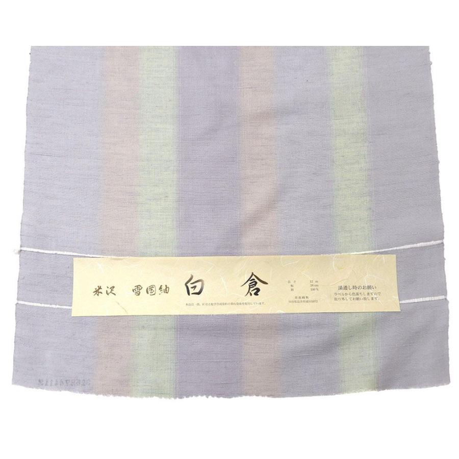 20％OFF SALE 紬 新品 正絹 米沢 雪国紬 白倉 渡源織物謹製 縦縞模様