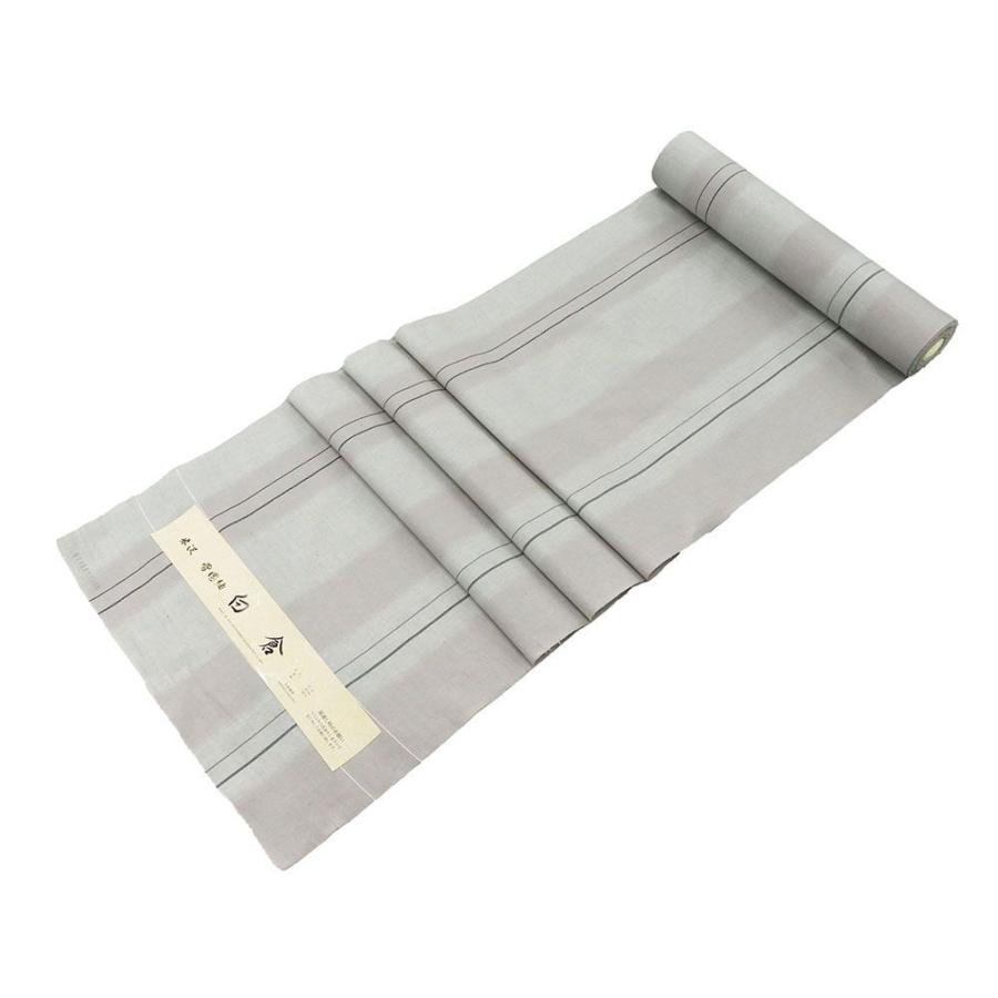 紬 新品 正絹 米沢 雪国紬 白倉 渡源織物謹製 縦縞模様 反物 未仕立 