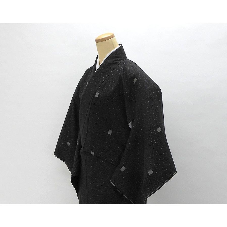 30％OFF SALE 紬 未着用美品 正絹 地球印 9マルキ 格子飛び模様 身丈 