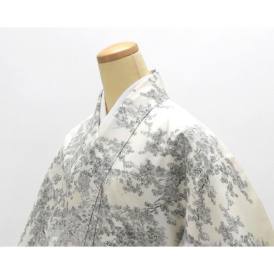 紬 正絹 風景模様 身丈160.5cm 裄丈63cm リサイクル 中古 着物
