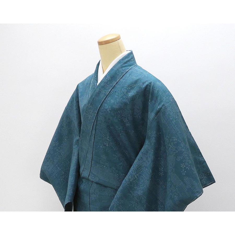 紬 未着用美品 正絹 本場結城玉紬 幾何模様 身丈159cm 裄丈65cm