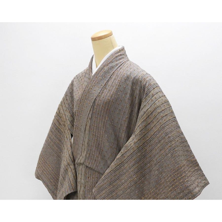 紬 未着用 正絹 絞り縦縞模様 身丈167cm 裄丈70cm 未使用 新古品 着物 