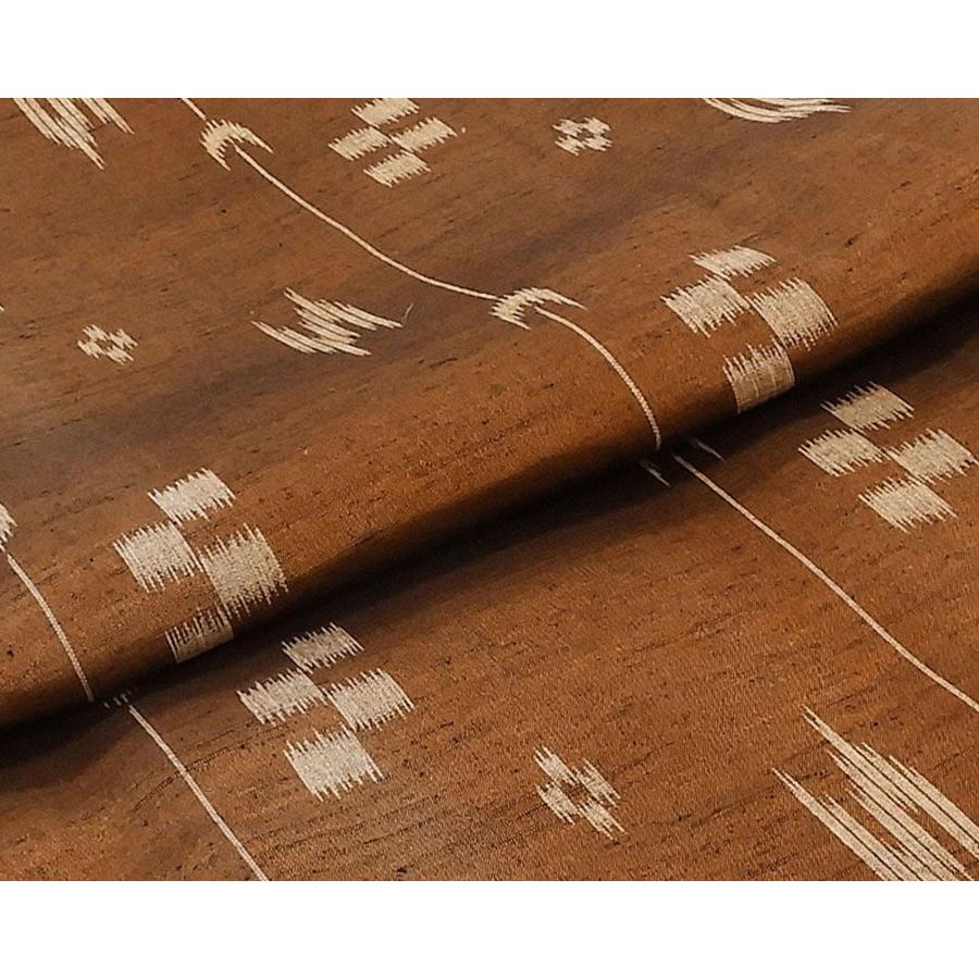 平和屋着物○本場結城紬 重要無形文化財 100亀甲 扇 黒緑色地 正絹  