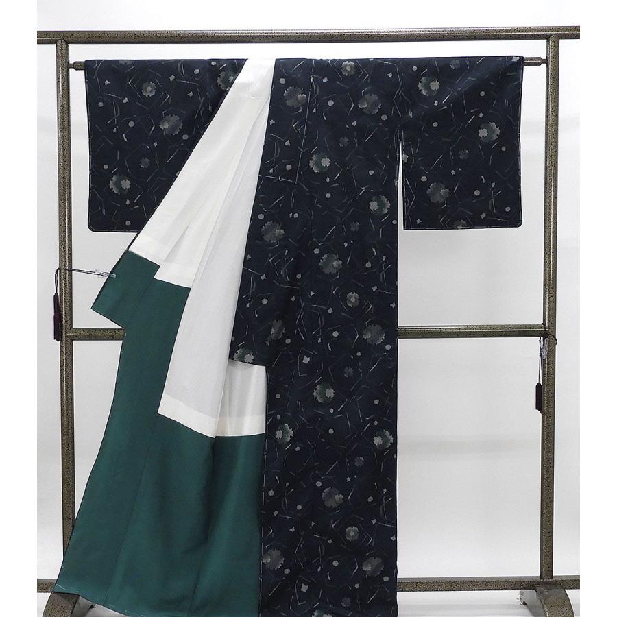 50％OFF SALE 紬 未着用 正絹 雪輪幾何模様 身丈167cm 裄丈67cm 茶屋辻