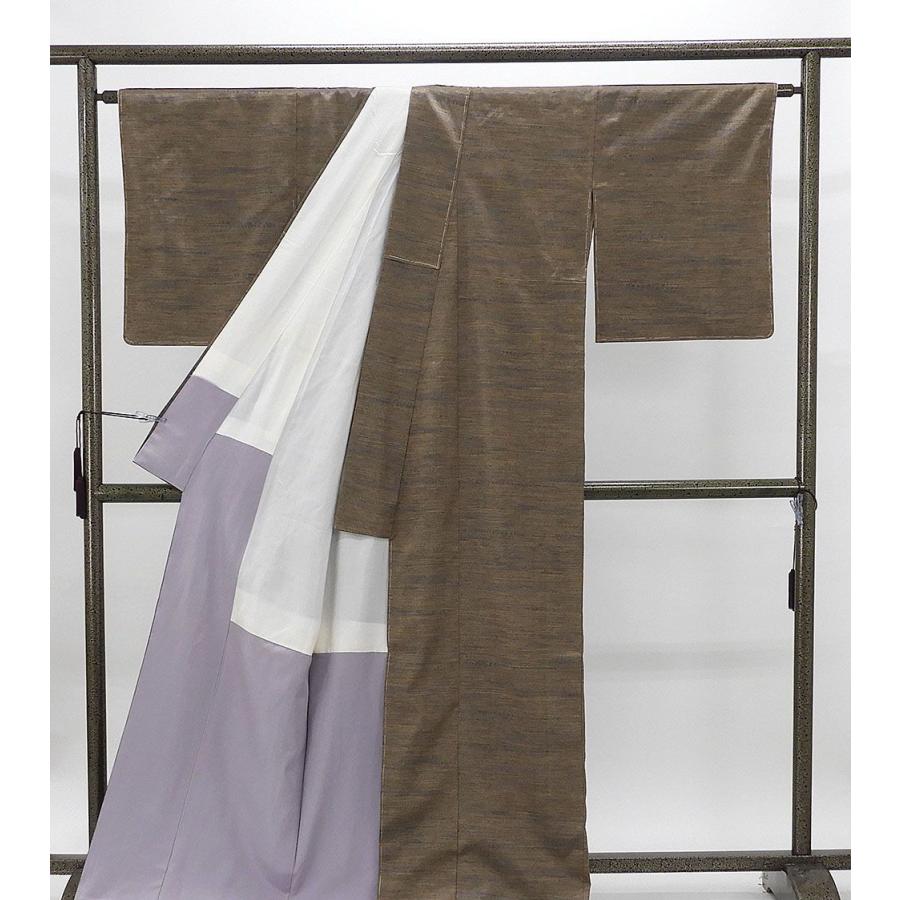 紬 未着用 正絹 横段模様 身丈169cm 裄丈67cm 未使用 新古品 着物