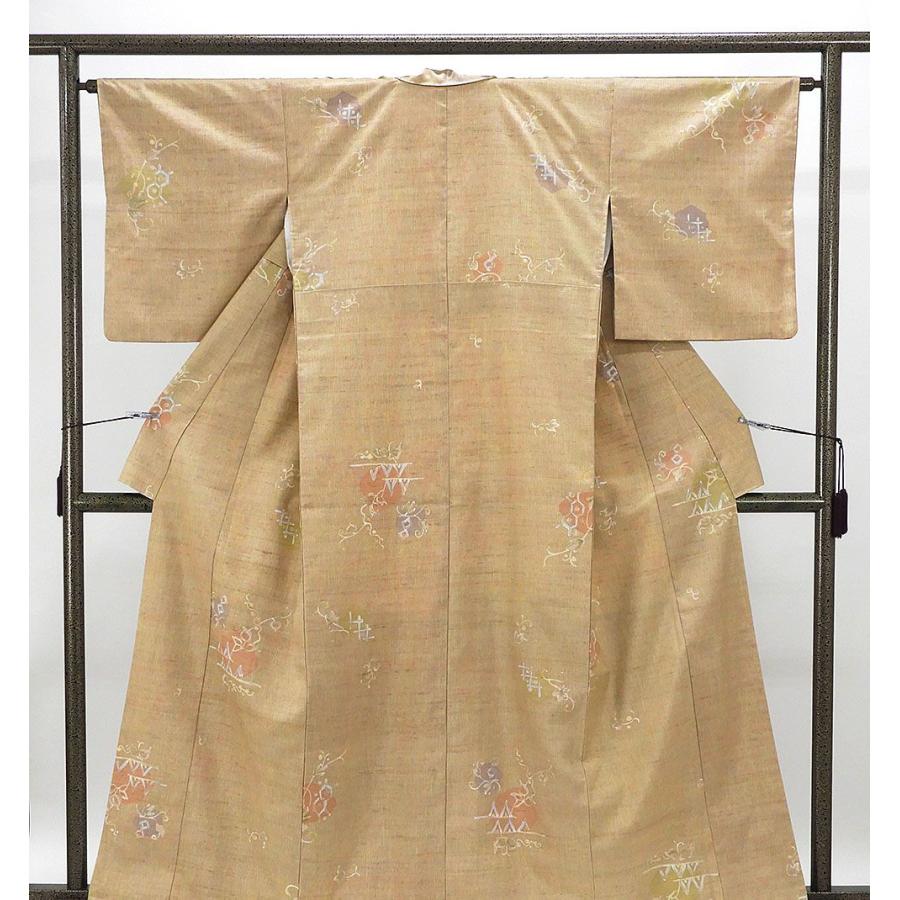 紬 正絹 草花 染め紬 身丈160.5cm 裄丈63.5cm 良品 中古 リサイクル 着物 カジュアル 街着 d4100 紬 正絹 草花 染め紬 身丈160.5cm 裄丈63.5cm 良品 中古 リサイクル