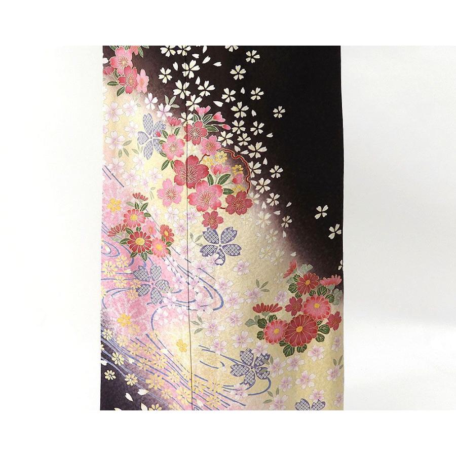 振袖 正絹 雪輪桜菊模様 身丈168.5cm 裄丈68cm 美品 リサイクル 中古