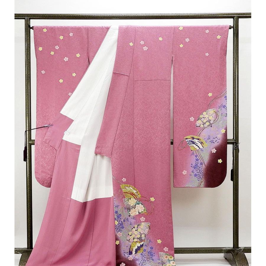 60％還元！30％クーポン+30％OFF！振袖 正絹 扇面四季花模様 身丈173cm 