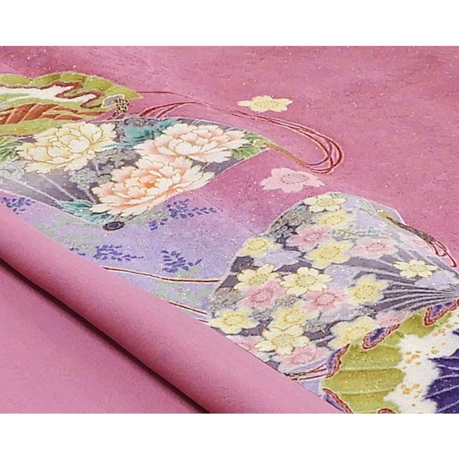 振袖 正絹 扇面四季花模様 身丈173cm 裄丈69cm 振袖 リサイクル 着物 e0745 振袖 正絹 扇面四季花模様 身丈173cm 裄丈69cm リサイクル 中古 着物