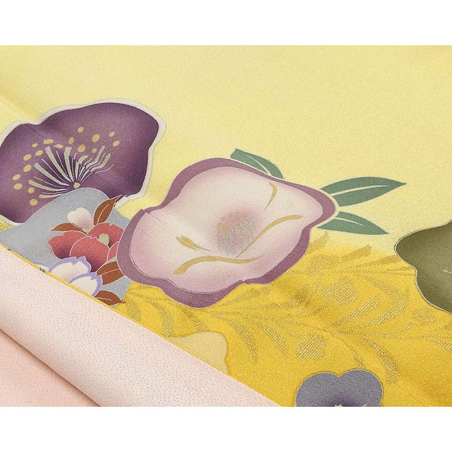 振袖 正絹 四季花模様 身丈171.5cm 裄丈67.5cm リサイクル 中古