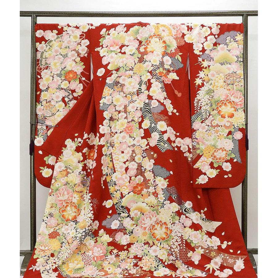 振袖 正絹 手毬四季花貝桶模様 身丈174cm 裄丈69.5cm 振袖 美品 