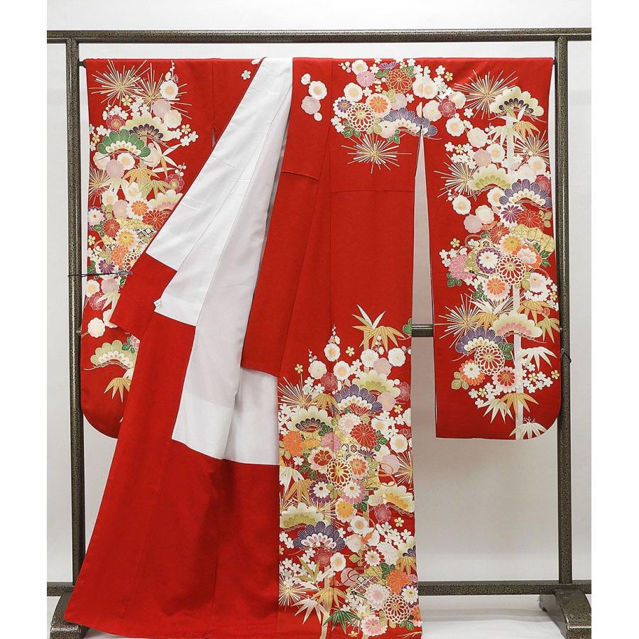 半額 50％OFF SALE 振袖 正絹 扇四季花模様 身丈170.5cm 裄丈70cm 振袖 美品 リサイクル 着物 e0877 |  | 01