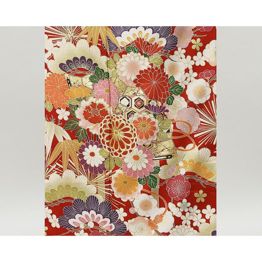 半額 50％OFF SALE 振袖 正絹 扇四季花模様 身丈170.5cm 裄丈70cm 振袖 美品 リサイクル 着物 e0877 |  | 04