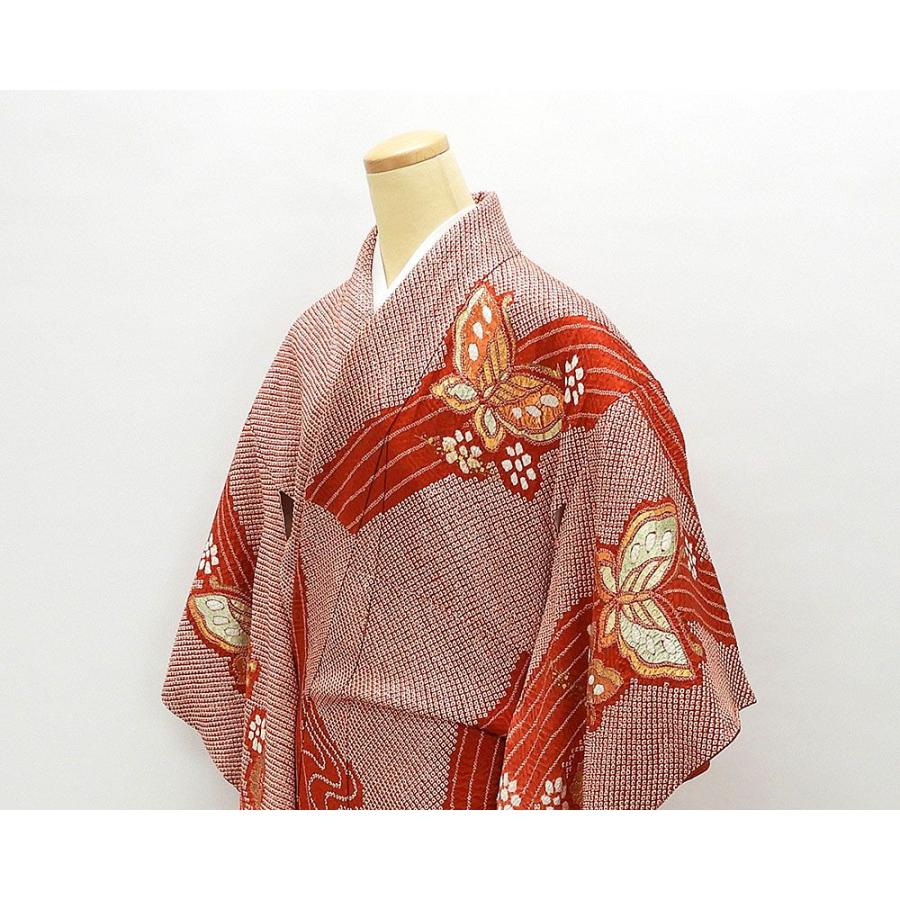 振袖 正絹 蝶々模様 身丈158cm 裄丈64.5cm 振袖 リサイクル 中古 着物